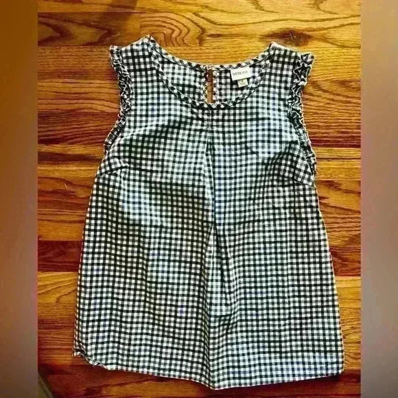 MERONA - Size Small. Navy & Royal Blue gingham sleeveless blouse - Picture 1 of 8